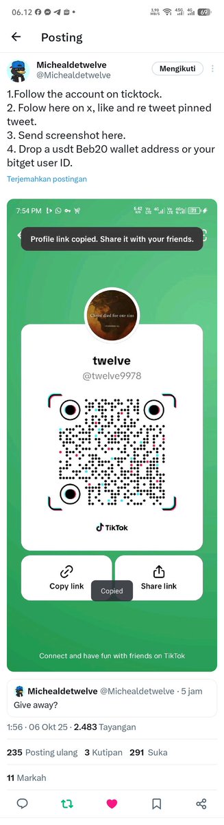 Kuroakami0's tweet photo. @Michealdetwelve Don sir 
I just followed you on TikTok and X

0x3b2E5fEB1d0a8ad7a1C16B77328e740D2812Eb17 https://t.co/OXhm6Ceblm