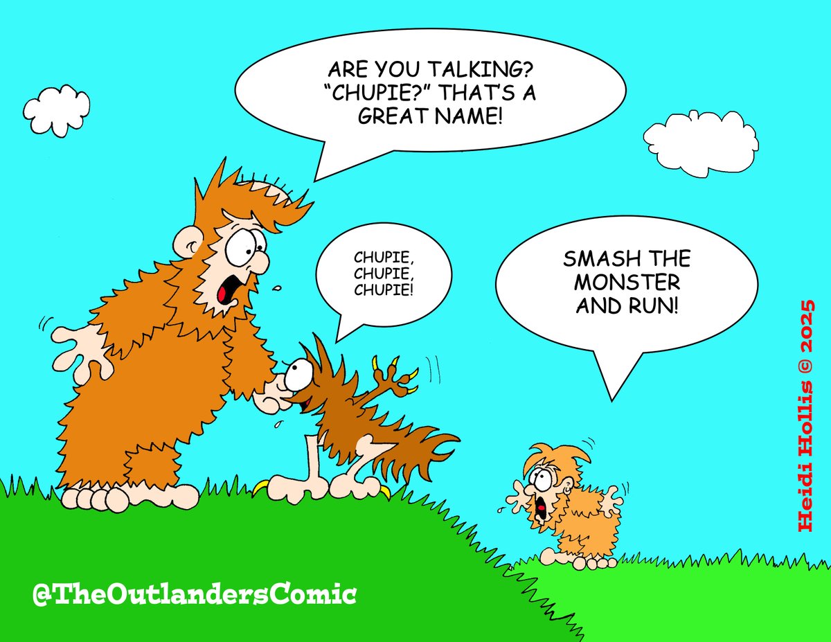 OutlandersThe's tweet photo. Chupacabra or Chupie-cabra?! Either way, Bigfoot is the daddy! 😜FOLLOW US👉🏽 @OutlandersThe 👉🏽 https://t.co/uPC1iq4E6E https://t.co/hYnLfWm2Cz #TheOutlandersComic #bigfootcomics #comicsofinstagram #aliencomics #weeklycomics #Bigfootbaby #yeti #chupacabra #bigfoot  #uapX  #UFOx https://t.co/m24wobjaEf