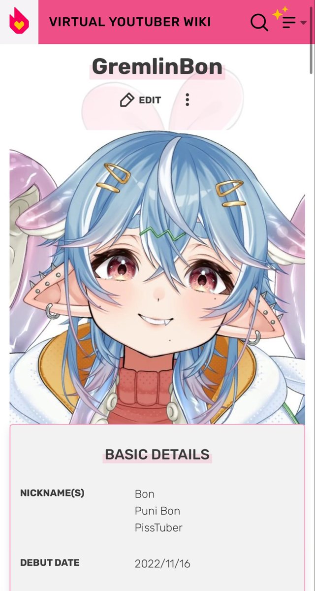 gremlinbon's tweet image. Someone took the time to make me a full profile on vtuber wiki 🥹

Chatters have been busy updating it with more info today. But thank you to whoever decided I was worth a page 🥹🩵