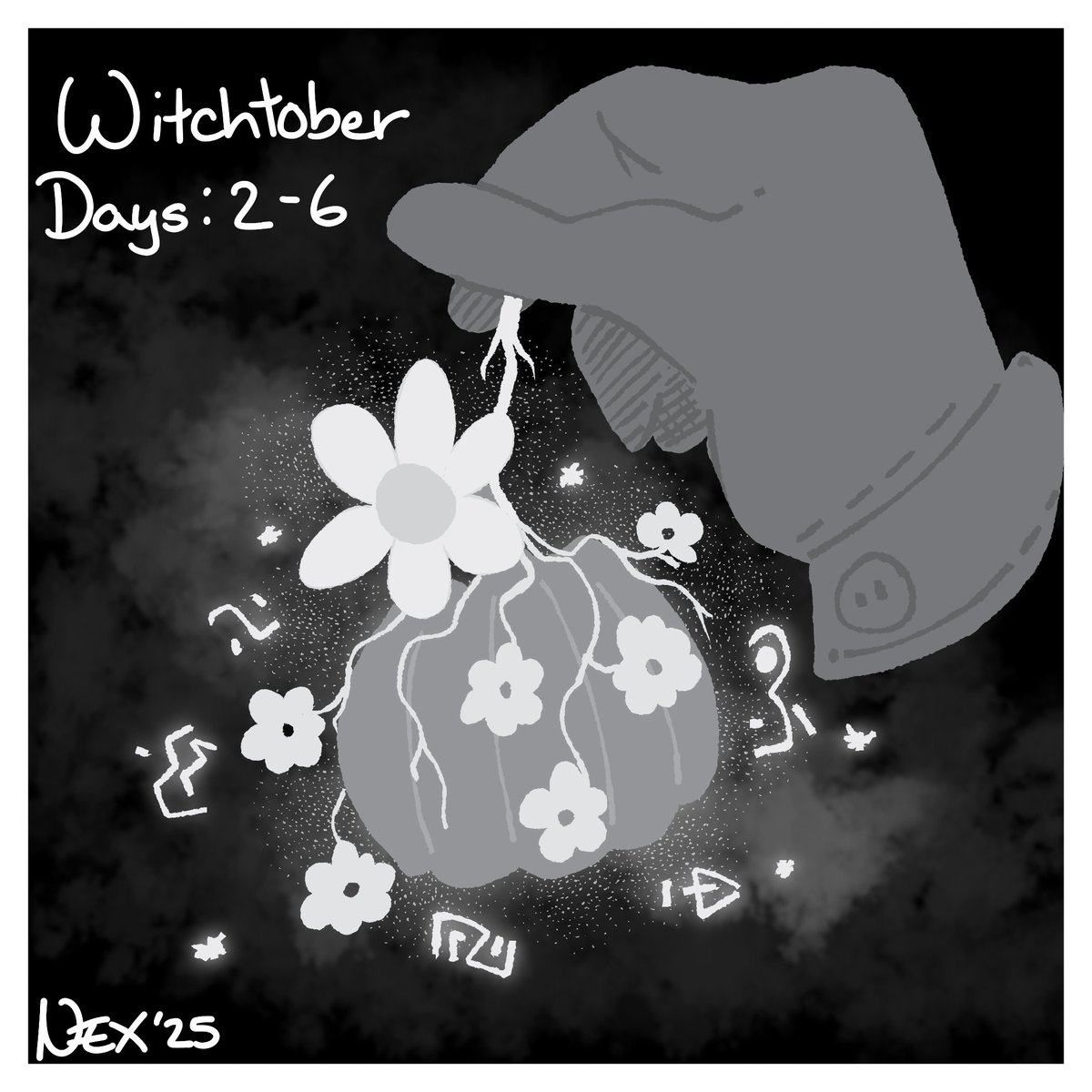 Witchtober Day 2-6: Flower/Pumpkin/Hands/Spell/Gloves

I decided to combine five days at a time into one drawing. I can't say for certain if it's gonna be easier this way, but we'll see!

#inktober #witchtober #inktober2025 #witchtober2025