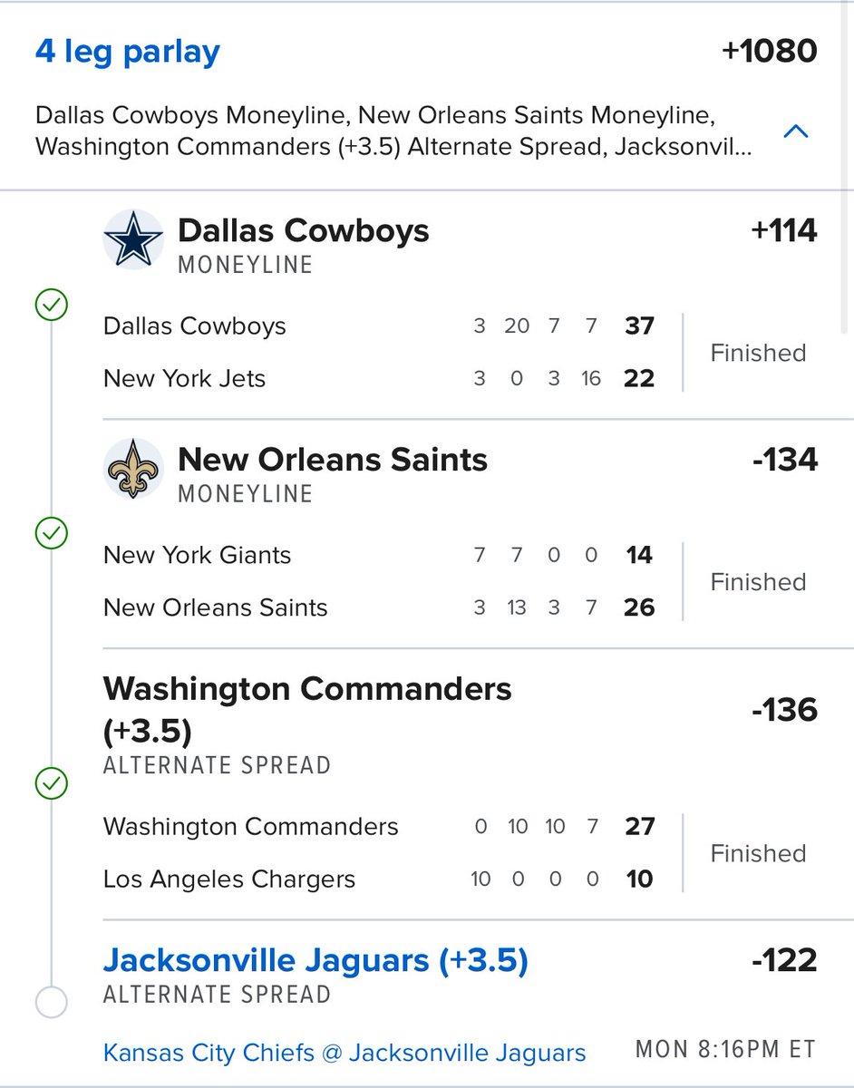 🏈 NFL SWEEEEEEP 🧹 

5-0 (+5.5 UNITS)💎

PLUS WE GOT THIS STILL ALIVE FOR TOMORROW NIGHT 🤯 💵