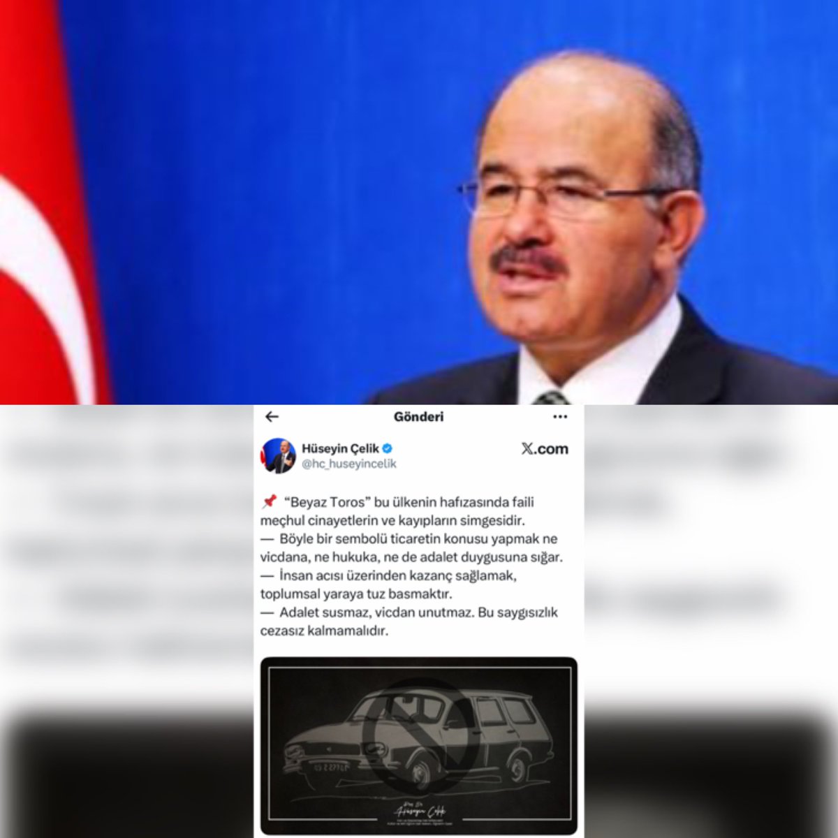 Hüseyin Çelik’ten Trendyol’a sert tepki

Eski Milli Eğitim Bakanı ve TBMM Başkanvekili Hüseyin Çelik, Trendyol’a sert tepki gösterdi. 

Çelik, “Beyaz Toros bu ülkenin hafızasında faili meçhul cinayetlerin ve kayıpların simgesidir. Böyle bir sembolü ticaretin konusu yapmak ne