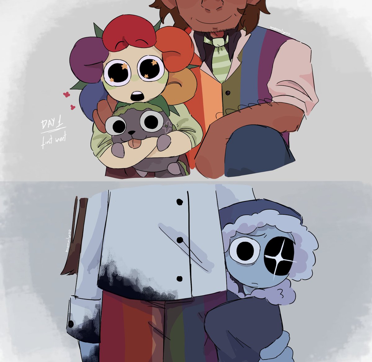 monnxlyoo's tweet image. DAY 1: FIRST MEET

#dandysworld #moonflowerweek2025