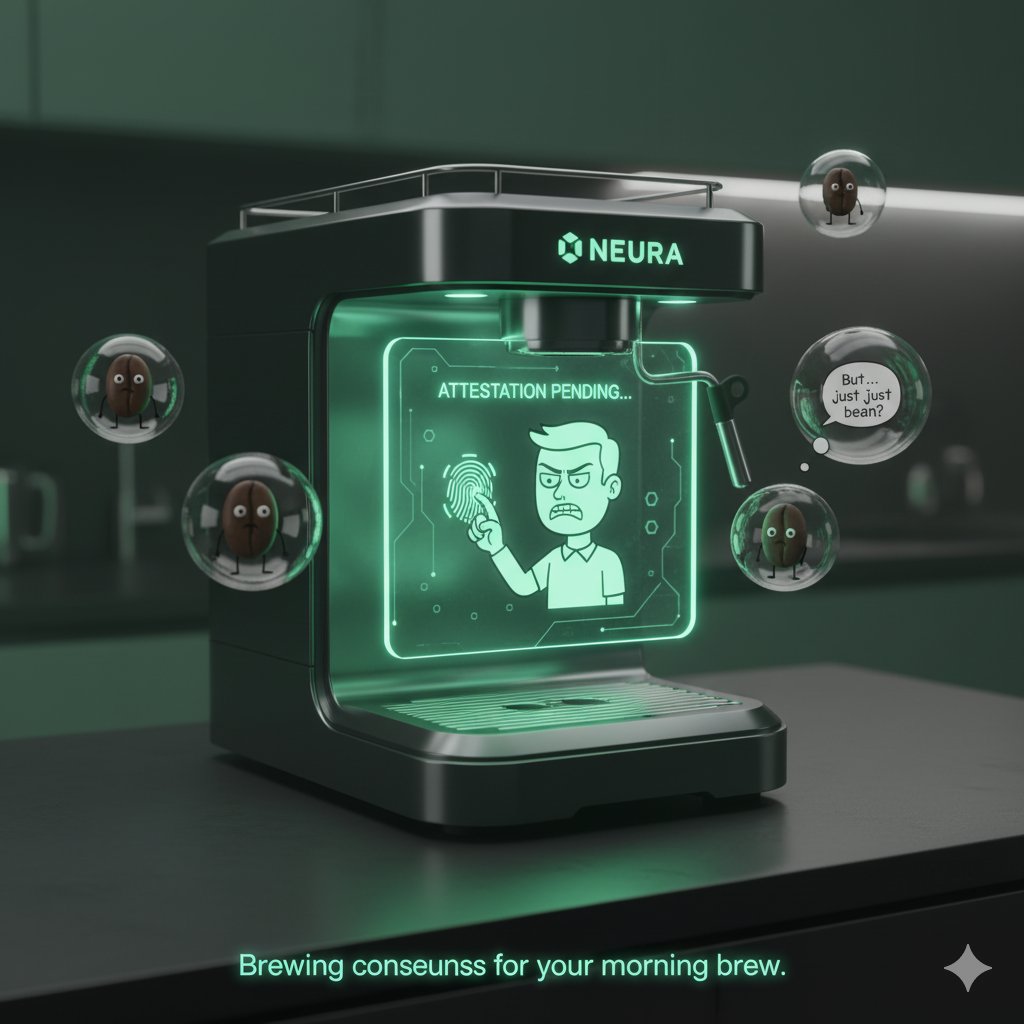 My coffee maker just asked for a 'proof-of-barista' attestation before brewing my morning cup. <a href="/Neura_io/">Neura</a>, are we decentralizing too hard? I just want coffee! #DecentralizedCoffee #BrewingConsensus