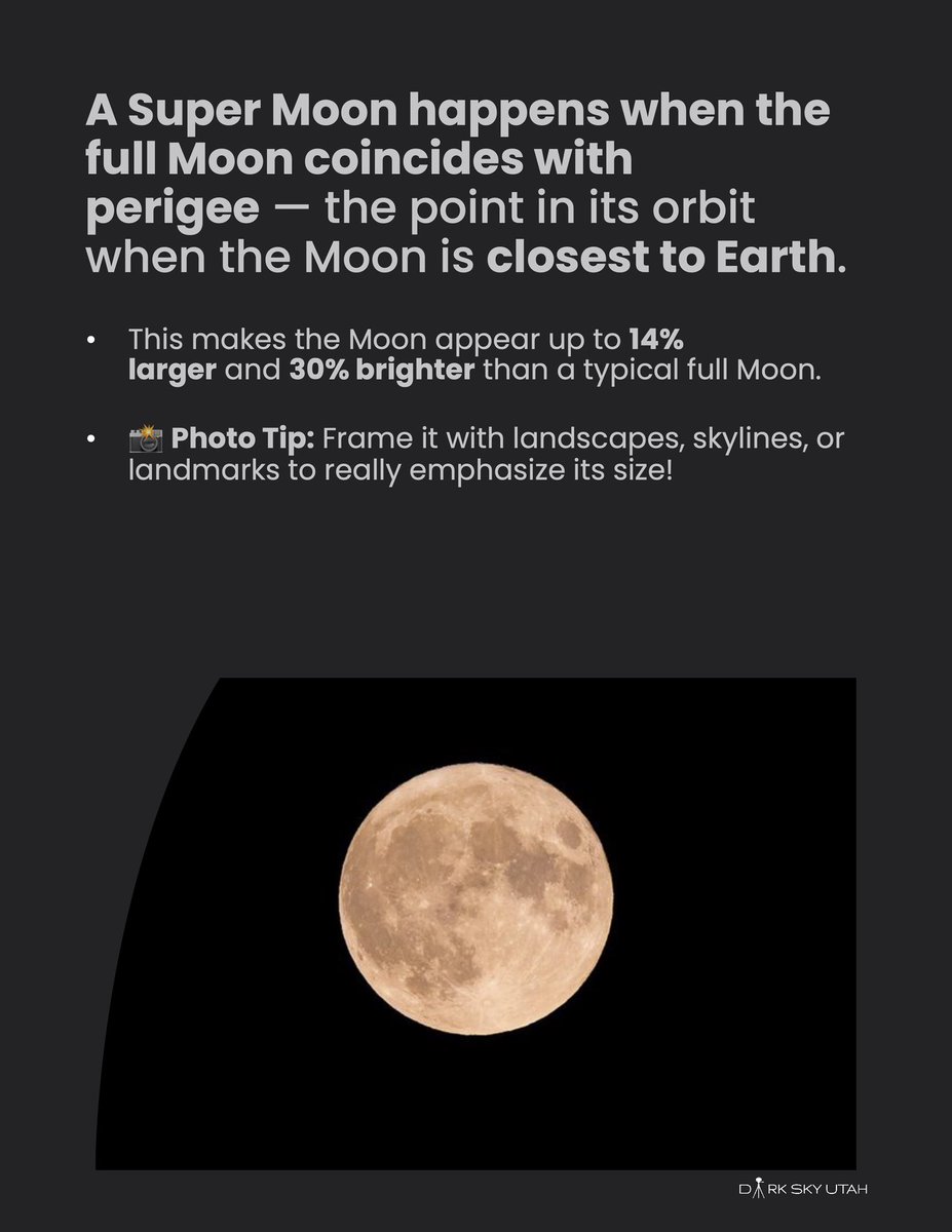 darkskyutah's tweet photo. The October Supermoon is here, but will it live up to the hype? 
Some say that the human eye can't notice a 14% difference, but a full moon is always a good reason to grab your camera and get outside. 

Swipe through these slides to find dates, times. 

#moon https://t.co/0KiklONZOy
