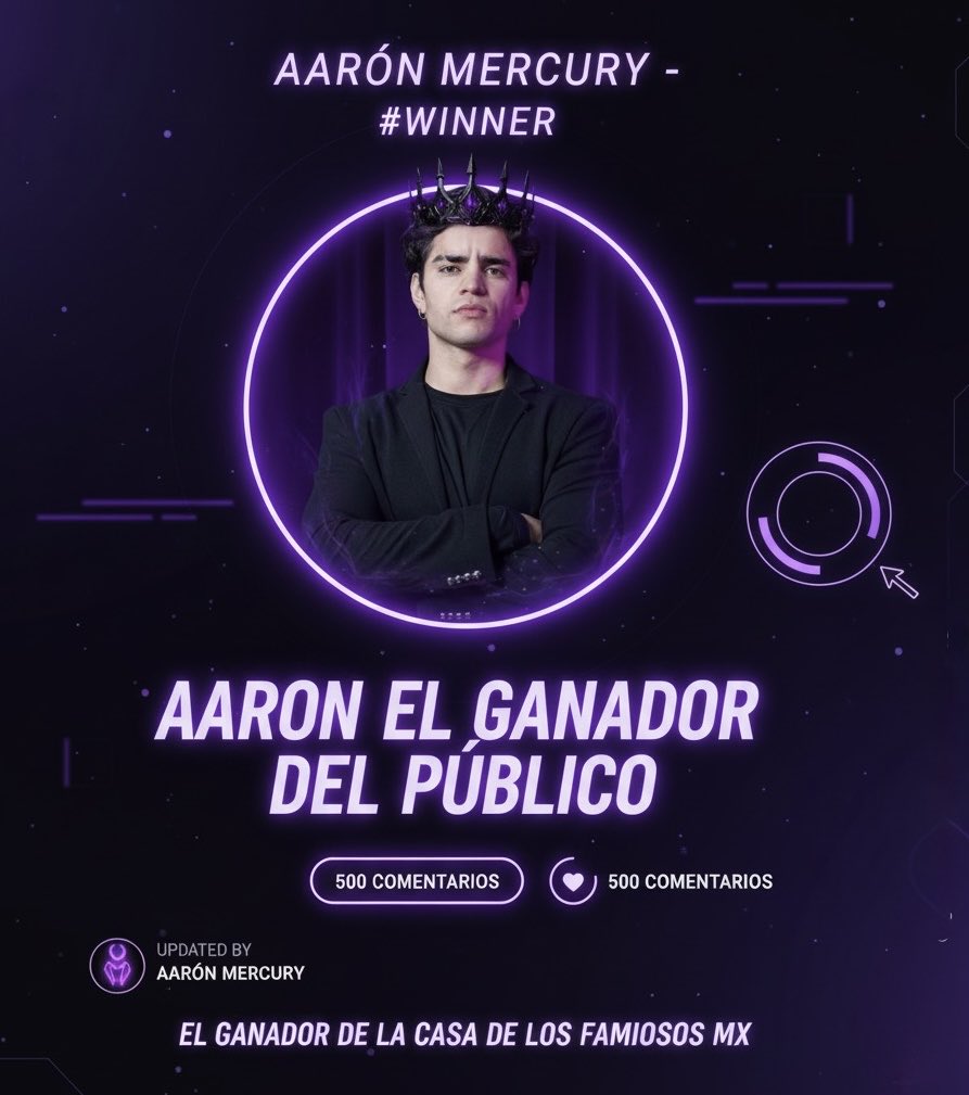 NicoleriaxMaRey's tweet photo. Demostremos quien es el ganador del público 

Denme 500 COMENTARIOS 

AARON EL GANADOR DEL PÚBLICO

#LaCasaDeAaron #AaronYaGanaste https://t.co/JwVE29ULxL