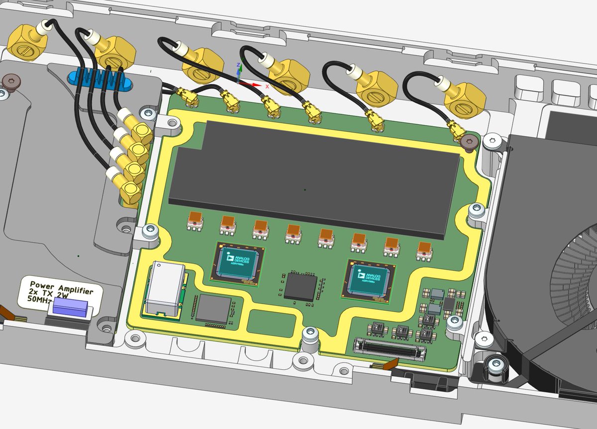 QVHenkel's tweet image. There is very little space in the AFE module for the Framework laptop SDR. I have started redesigning the floorplanning of the AFE module to improve channel isolation. I'll probably move some branches of the filter banks to the bottom of the PCB to create enough space for…