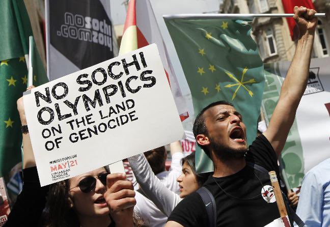 spinninggaround's tweet photo. have you ever heard of the circassian protests against the sochi olympic games? well i’m here to tell you more because the media refused to cover it &amp; when it was covered it was extremely racist &amp; wrong!!!! 

in 2014 the olympics were held in sochi &amp; you may be wondering why+ https://t.co/GiZBSYlNQt
