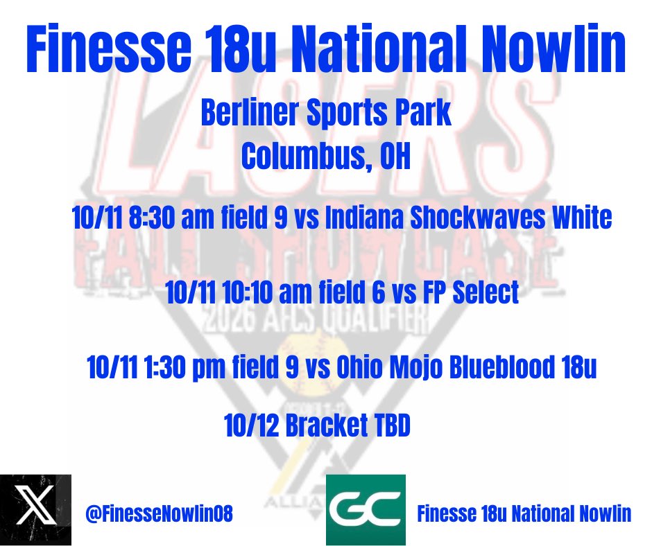 6 DAYS until the fall season starts for my team <a href="/FinesseNowlin08/">Finesse 18u National Nowlin</a> and I. I can’t wait to be back on the field competing again with this talented group!!💙🖤
<a href="/ettasoftball/">Marietta Softball</a> <a href="/Coach_Castle/">Jenn Castle</a> <a href="/skylerdavis_/">Skyler Davis</a>