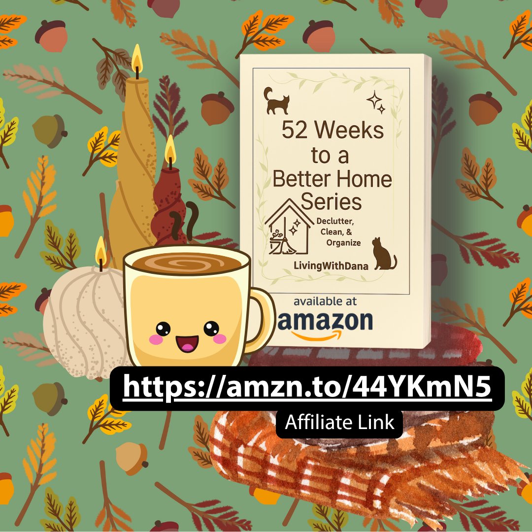 _LivingWithDana's tweet image. It’s Fall Cleaning time! 🍁 Before the holiday chaos begins, give your home a fresh start—one week at a time. 🧺 The 52-Week Cleaning Challenge Journal makes it easy to stay on track: Amazon affiliate link amzn.to/44YKmN5 #FallCleaning #DeclutterYourLife
