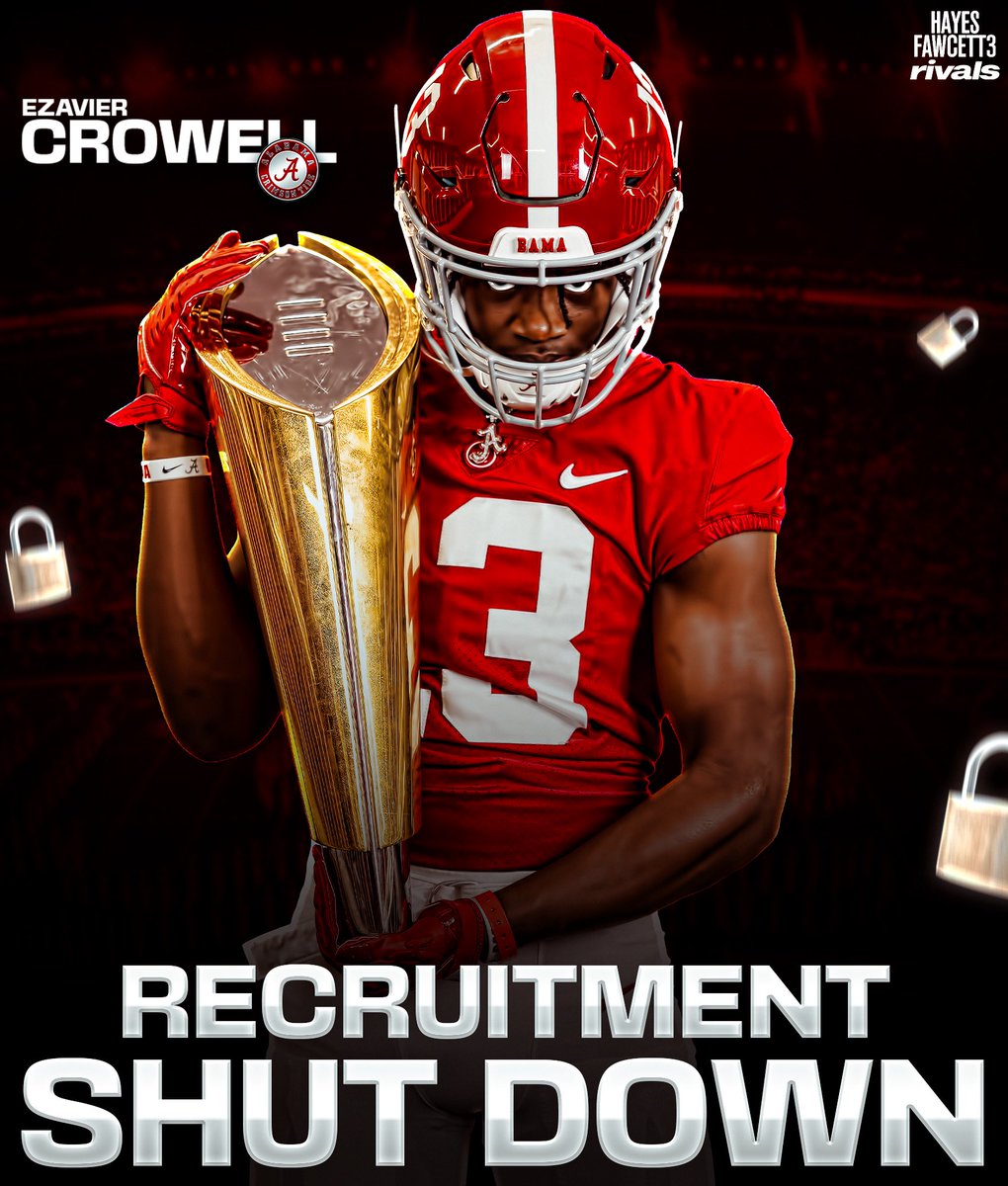 Hayesfawcett3's tweet image. BREAKING: Elite 2026 Alabama RB commit Ezavier Crowell has Shut Down his recruitment, he tells me for @rivals

The No. 2 RB in the ‘26 Class has been Committed to the Crimson Tide since June

“I’M LOCKEDDDD 🐘”

on3.com/rivals/ezavier…