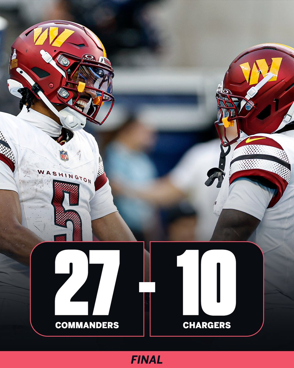 ESPNBET's tweet photo. The Commanders get a huge win in Jayden Daniels' return. 🫡

✅ WSH +3.5
✅ U 48.5 https://t.co/tO7AVFgVkc