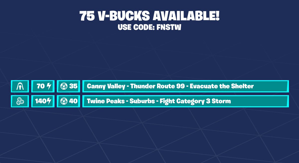 75 Vbucks!

Use Code FNSTW to support me! #ad