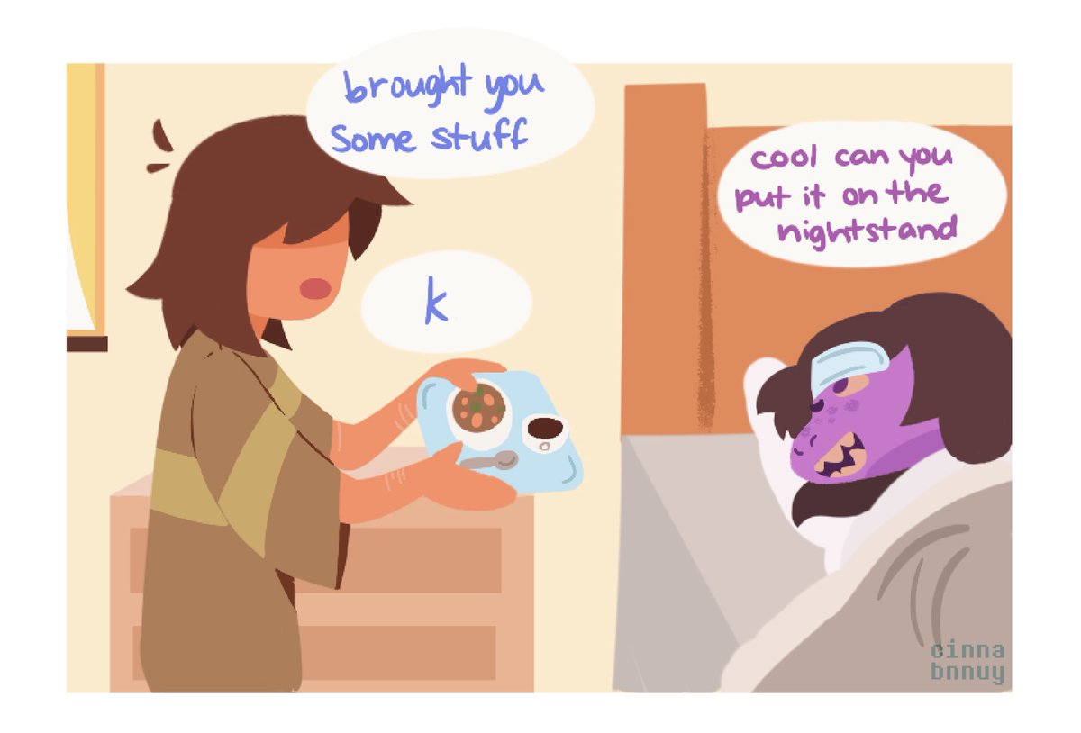 cinnabnnuy's tweet image. sick day (1/4)

#krusie #krusietober #deltarune