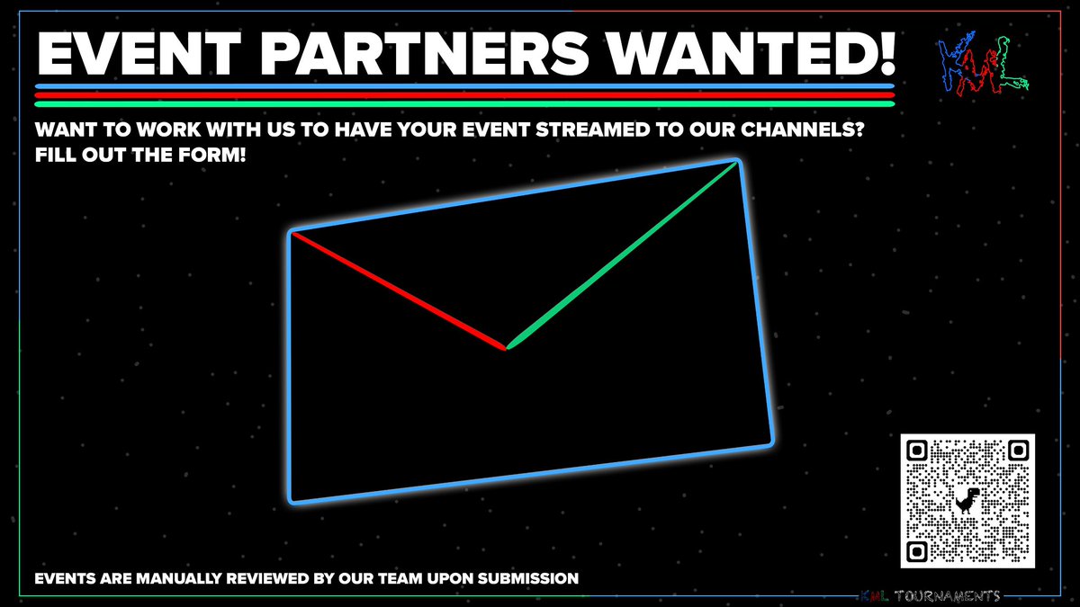 KMLTournaments's tweet image. We’re looking to work with YOU!
Hosting an event? Need production or a stream? We got you. Fill out our event partner application today!
