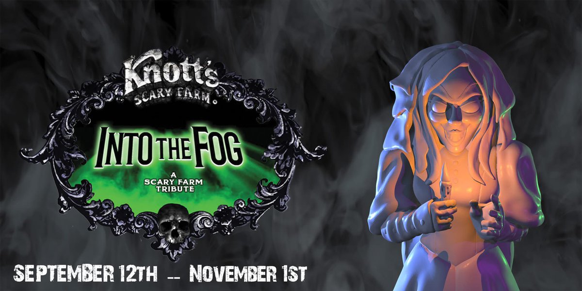 RyanBatcheller's tweet photo. “Into the Fog” the Scary Farm tribute Art show is now open at Knott’s Berry Farm. This year I made a 3D print of a Zbrush sculpture based on the Bride from Ghost Town Streets. #scaryfarm #scaryfarm2025 #ghosttownstreets https://t.co/3HtFpagGz8