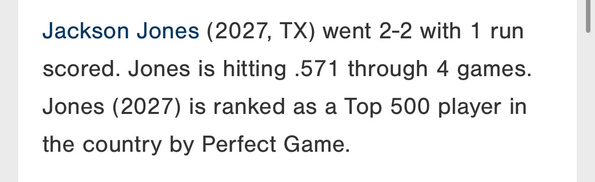 Thank you <a href="/LonestarBSBclub/">LonestarBaseballClub</a>, <a href="/Brad_Dydalewicz/">Brad Dydalewicz</a>, <a href="/nikobaseball1/">𝙉𝙞𝙠𝙤 𝙂𝙤𝙣𝙯𝙖𝙡𝙚𝙯</a>  for the invite to play in Ft. Myers at the PG WWBA Underclass World Championship.

Went 4-7 with 3BB, 2SB, 2 RBI’s, and 6 runs scored.

Threw 2-2/3 with 2k’s, 3 hits, 1ER  - topped 87.