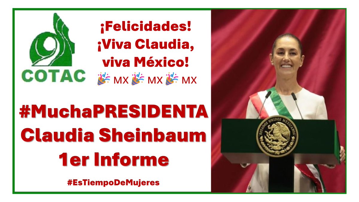 G_L_ABONZA's tweet photo. Primer informe de la mejor presidentA del mundo @Claudiashein 

"Justicia no es justicia si no es para todas y todos, y porque la prosperidad solo vale si se comparte".

#PresidentaClaudiaSheinbaum
Tenemos #MuchaPresidenta 🇲🇽
#LaTransformacionAvanza https://t.co/5ncCib7m8I