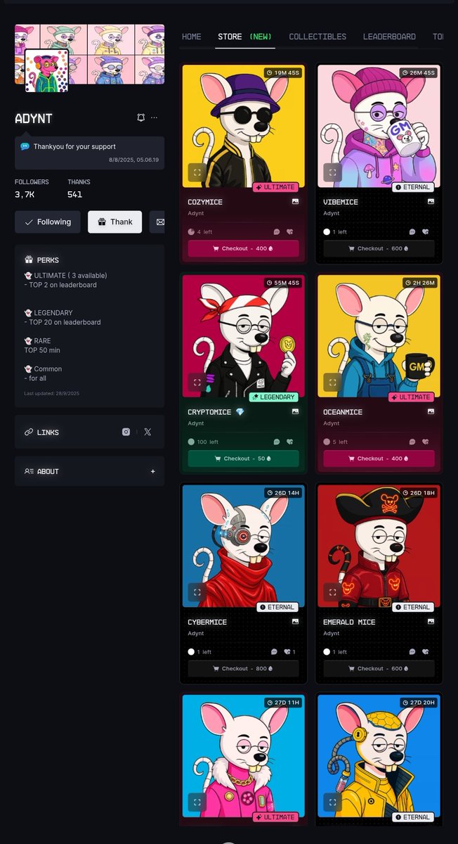 akuadynt's tweet photo. @Z_u_l_u_i_n_k πβ¨ The new ADYNT MICE collection has dropped!
π https://t.co/iKaANlne0O
π Explore the full collection now at ADYNTβs store!
#NFT #DigitalArt #Adynt #MiceCollection https://t.co/ho46CLK9yO