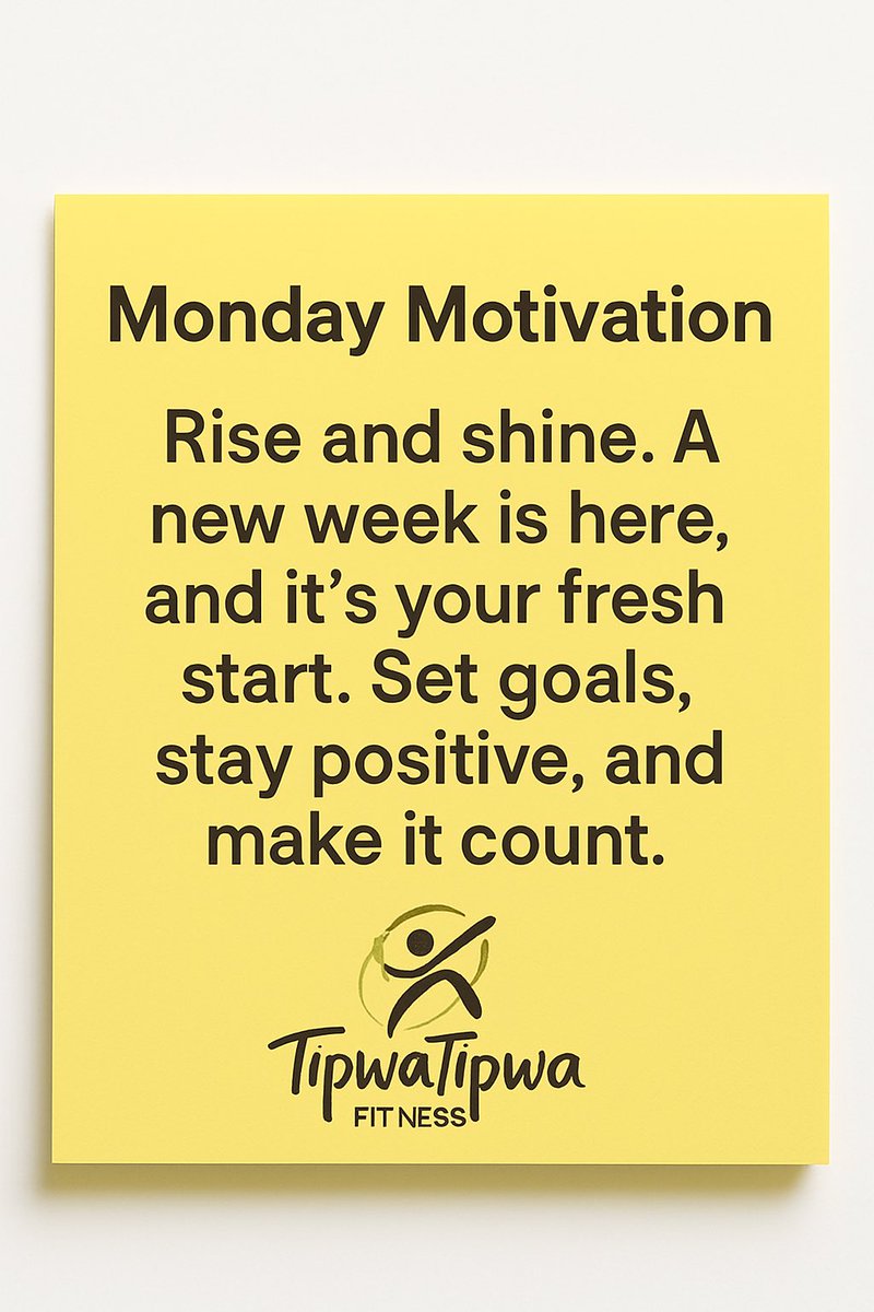 TTipwa's tweet photo. Monday motivation
Show up for yourself today.
Start strong, stay consistent, finish proud.

#TipwaTipwa #MondayMotivation #KeepMoving #Discipline #Consistency #FitnessJourney https://t.co/Ondfuybphy
