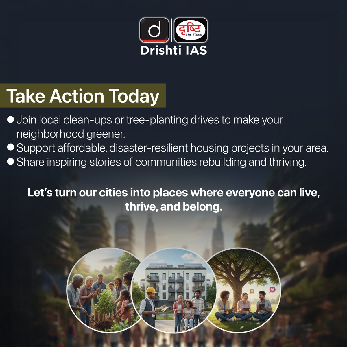 drishtiiaseng's tweet image. Safe, empowered, and inclusive cities - for everyone.

#WorldHabitatDay #Habitat #HomeForAll #UrbanResilience #SustainableCities #InclusiveCities #SafeCities #UrbanDevelopment #GreenCities #DrishtiIAS #DrshtiIASEnglish