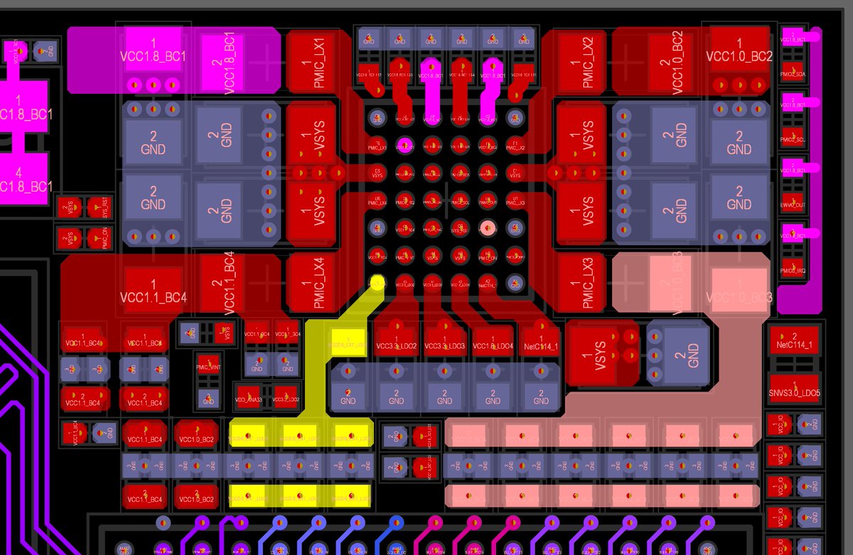 QVHenkel's tweet image. A good example of when to use soldermask defined pads... Especially when using VIPPO and the VIA is larger than the original pad, soldermask defined footprints have a higher manufacturing yield. The two images show the same footprint; one is soldermask-defined, while the other is…