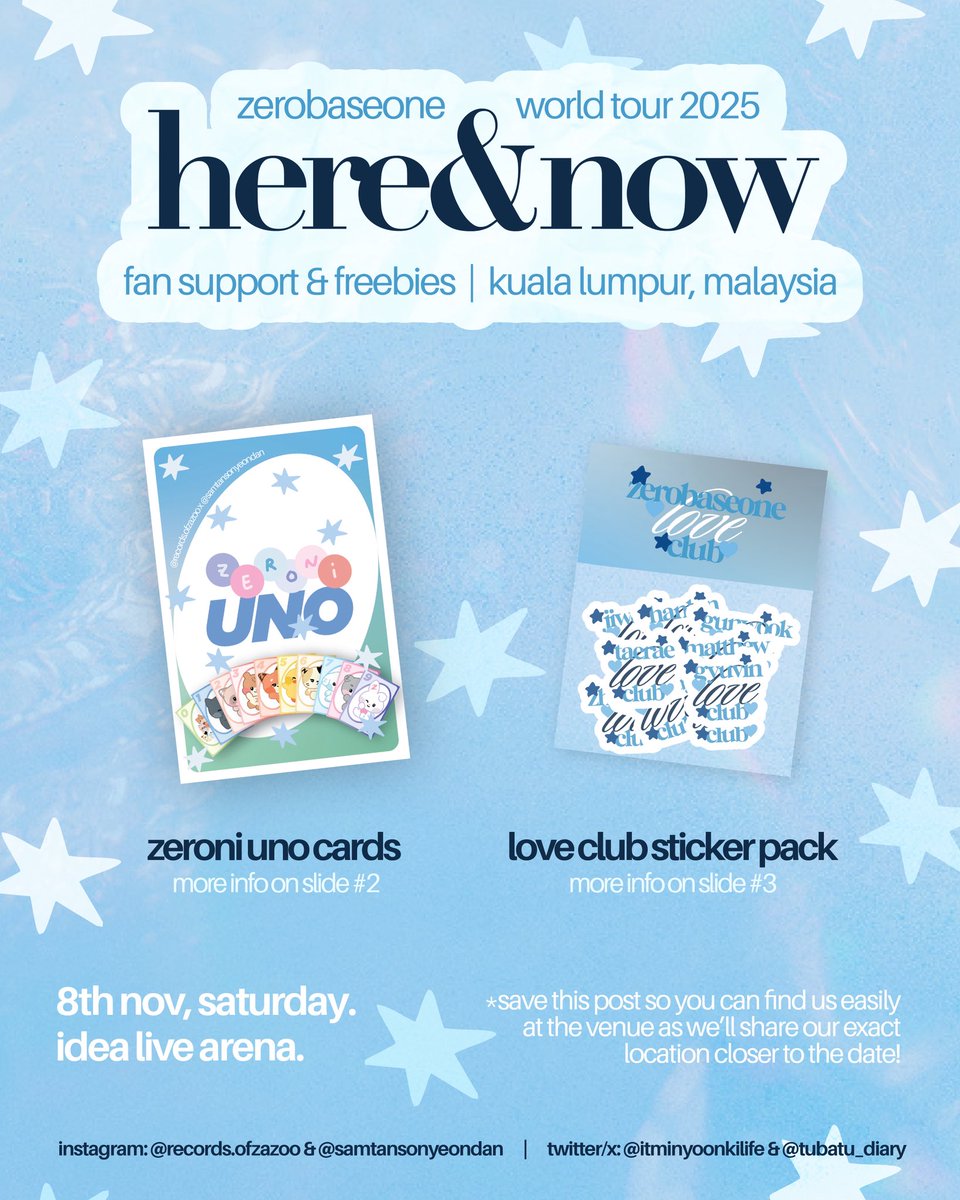 itminyoonkilife's tweet image. ✨ freebies for #ZB1inKL ✨
by @itminyoonkilife &amp;amp; @tubatu_diary

✩ Idea Live Arena, KL
✩ 8th Nov, Saturday

✭ exact location tba
✭ shares &amp;amp; rt are appreciated!!
✭ save the post to get updates on our location at the con! 

see u all soon 🩵💛