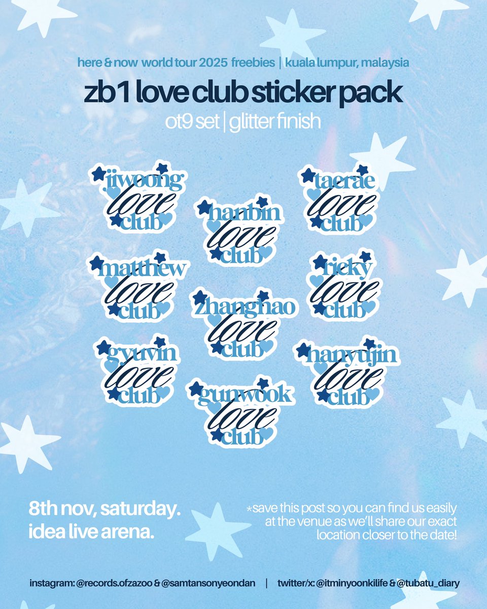 itminyoonkilife's tweet image. ✨ freebies for #ZB1inKL ✨
by @itminyoonkilife &amp;amp; @tubatu_diary

✩ Idea Live Arena, KL
✩ 8th Nov, Saturday

✭ exact location tba
✭ shares &amp;amp; rt are appreciated!!
✭ save the post to get updates on our location at the con! 

see u all soon 🩵💛