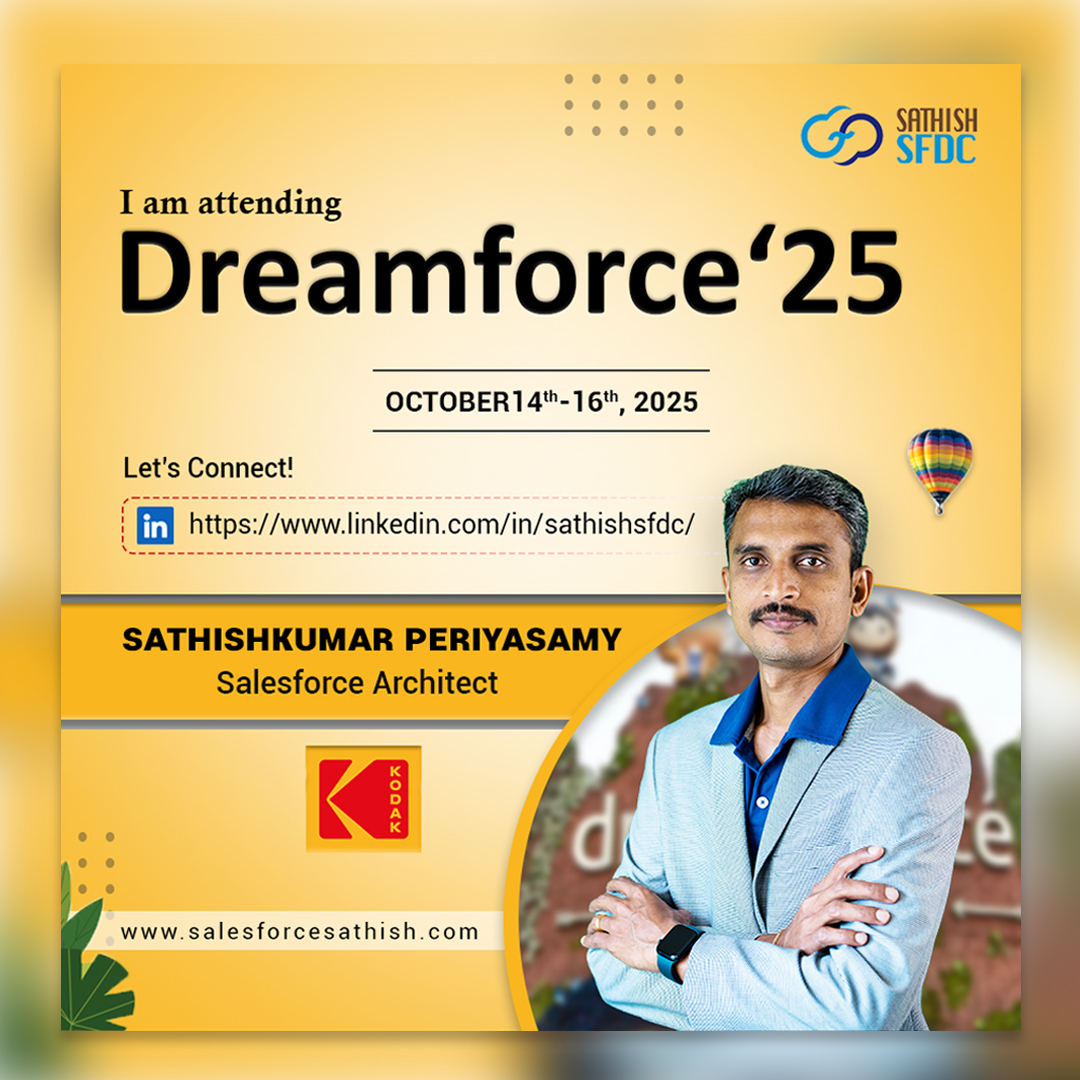sathishsfdc's tweet image. Excited to be attending #Dreamforce2025! 🚀
Can’t wait to meet fellow #Trailblazers and explore how @salesforce is shaping the future with #AI and #Data.
Let’s connect in San Francisco!
#Salesforce #TrailblazerCommunity #AI #DataCloud #RevenueCloud
