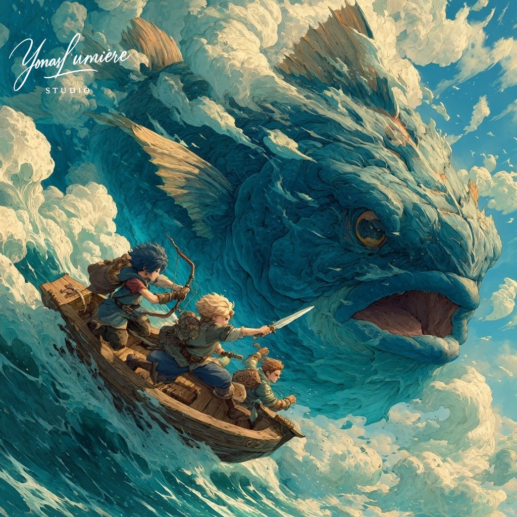 YonasFantasy's tweet photo. 🌊 Battle against the sea boss begins — waves crash, blades clash, destiny awaits! 海のボスとの戦いが始まる！#JRPG #SeaBattle #BossFight #Adventure #AIart #ファンタジー #RPGアート https://t.co/Icp3gfTTQv