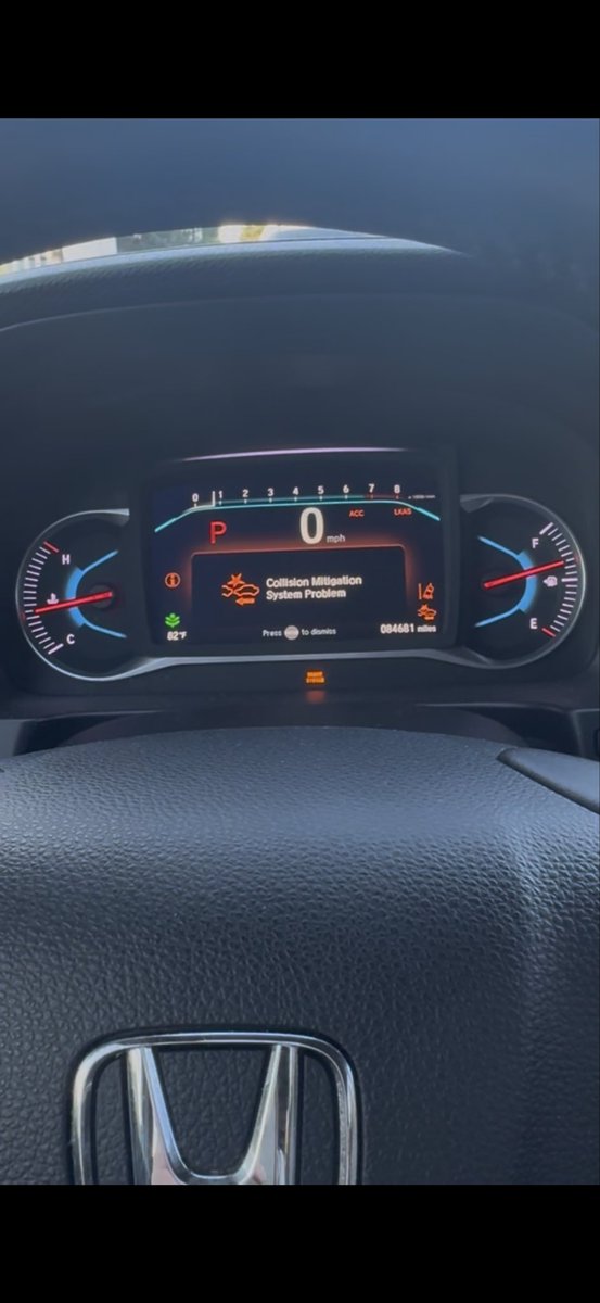 SCBravesfan's tweet photo. @Honda this is a Honda Pilot problem.  The forward facing projection camera goes out causing numerous safety features to fail. 

This seems to be a common problem for the cameras to fail without warning. It also causes the car to be less safe.  When will this be a recall? https://t.co/3k8ojyerqO