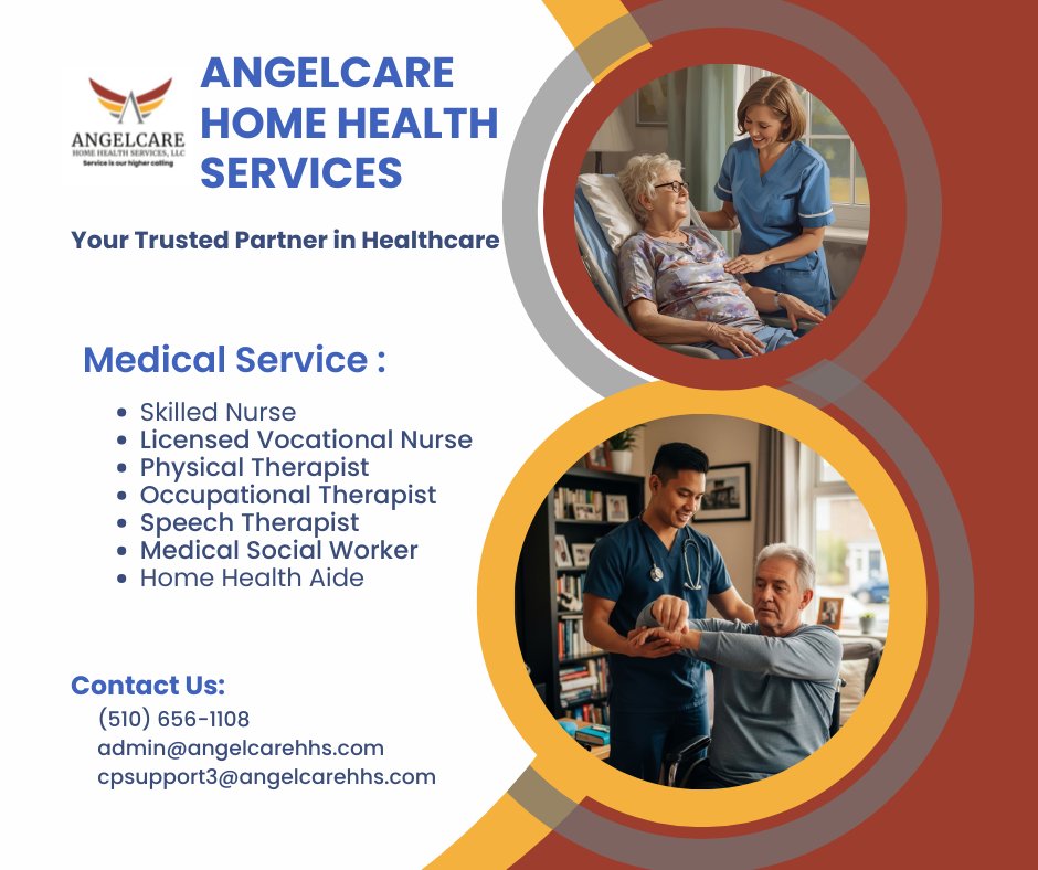 angelcarehhs's tweet image. Need a trusted partner for home health services? Look no further than Angelcare! We offer a full spectrum of services, all delivered with a commitment to quality and compassion.
Get in touch:
📷 (510) 656-1108
#homecareservices #HealthSupportt #Angelcare #QualityCareAtHome