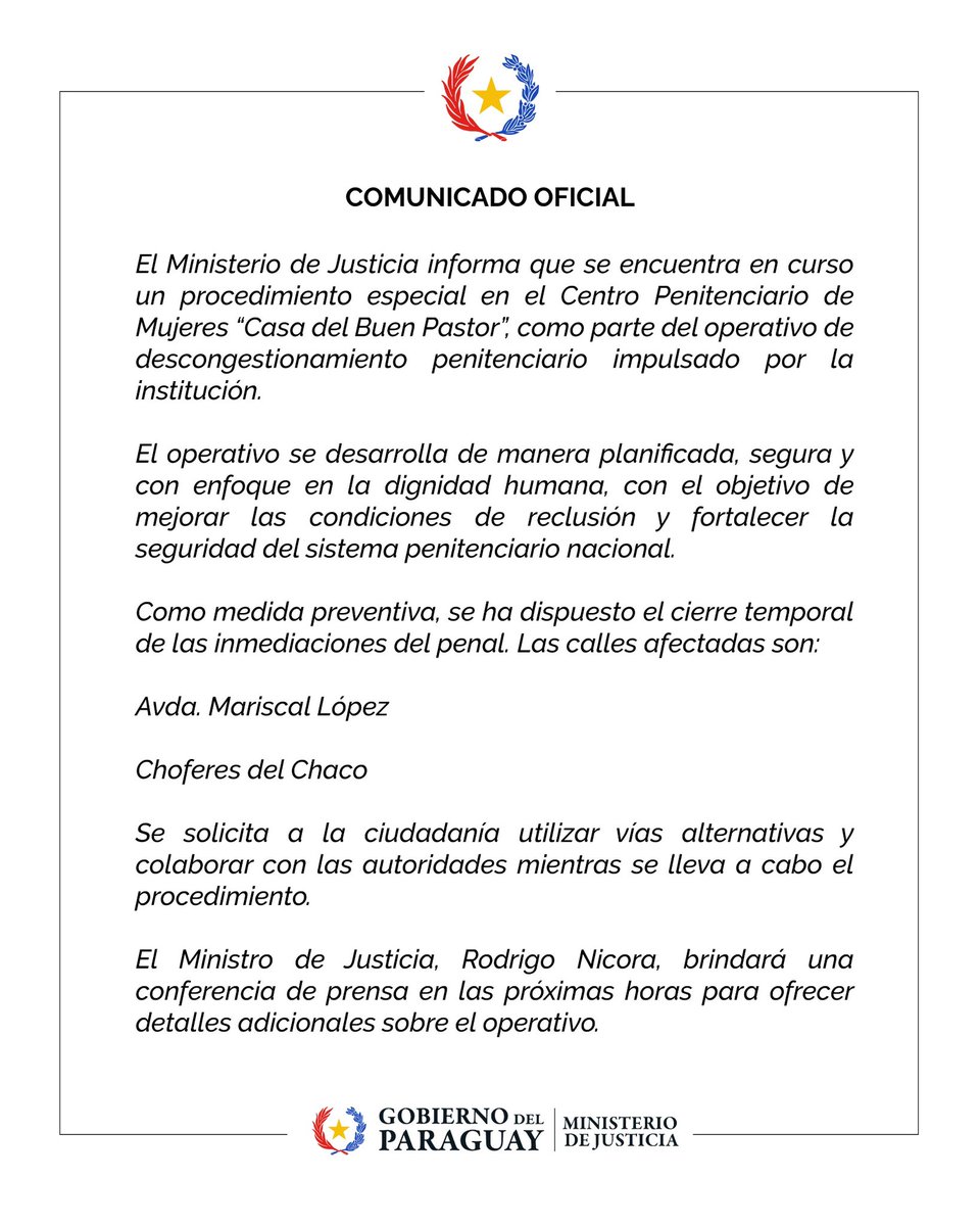 MJusticiaPy's tweet photo. 🚨Comunicado de Prensa. https://t.co/QUCetOf26t