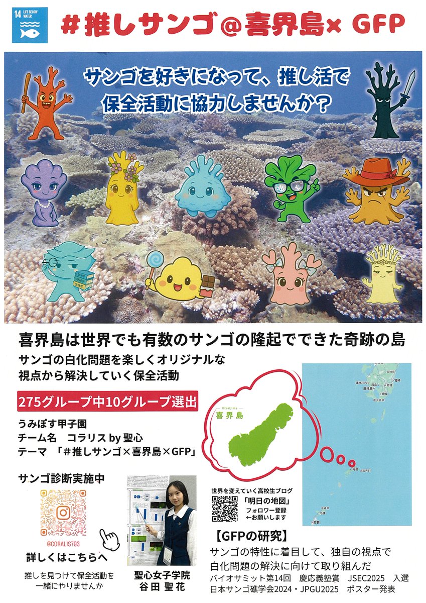 コラリス「推しサンゴ×喜界島×GFP」プロジェクト」】 区内在住の谷田聖