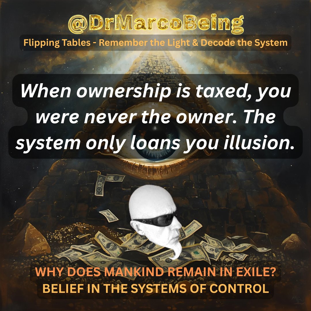 DrMacroBeing's tweet image. What they call “property ownership” is how they mask spiritual debt bondage; you don’t own, you lease from the machine 🔥 #FlippingTables #DecodeTheMatrix #SilentRebellion