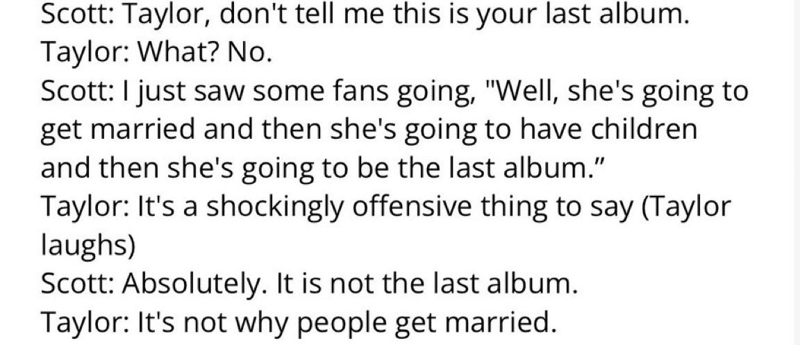 ❤️‍🔥| “Fans” should take note of how Taylor thinks it’s “shockingly offensive” for her to hear them saying that she’s going to stop making music because she’s getting married.