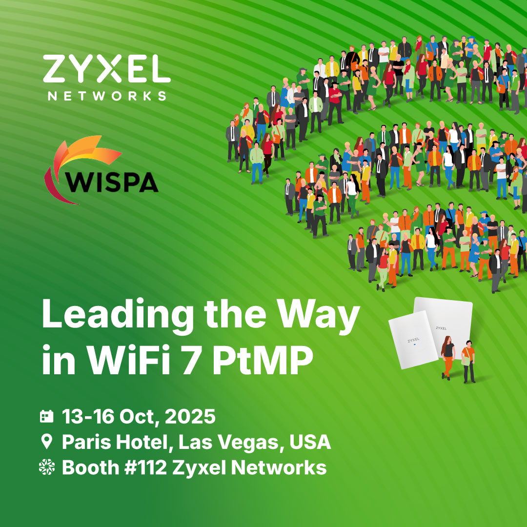 zyxel's tweet image. 📣 ISPs at WISPAPALOOZA 2025! Manage diverse networks easily with Zyxel Nebula: 100+ device support, centralized control, and new upsell opportunities with value-added services. Visit Booth #112, Las Vegas, Oct 13–16. Grow smarter with us! 
#WISPA #NebulaCloud #ISP #WiFi7 #PtMP
