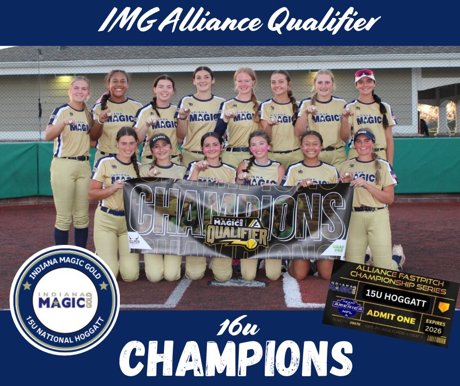 IMGHoggatt's tweet photo. Ticket Punched! 

IMG National Hoggatt are the IMG Alliance 16u Champions!!!  The girls were lights out with a record of 7-0 for the weekend.  Officially, earning a bid to The Alliance Fastpitch Nationals next summer!  Great weekend ladies!  Congratulations!!! #alliancenationalsbound #ticketpunched #16uchampions #allin #goldblooded 
@thealliancefp 
@Bullpenevents @ExtraInningSB @LineDsoftball @Sports_Recruits @tagupSoftball @CoastRecruits @USASoftball @MagicGoldSB @SBRRetweets @CarlynneSchrock @blytheXwalker @brinnadale2029 @KambrySparks @SophieWhite2028 @ToriDetro @HoggattMorgan @Hallie_h20 @SophiaFeher2028 @lfreedman2028 @Ella_Barry7 @CamrynFunk @Thaise1309 @samarranewburn