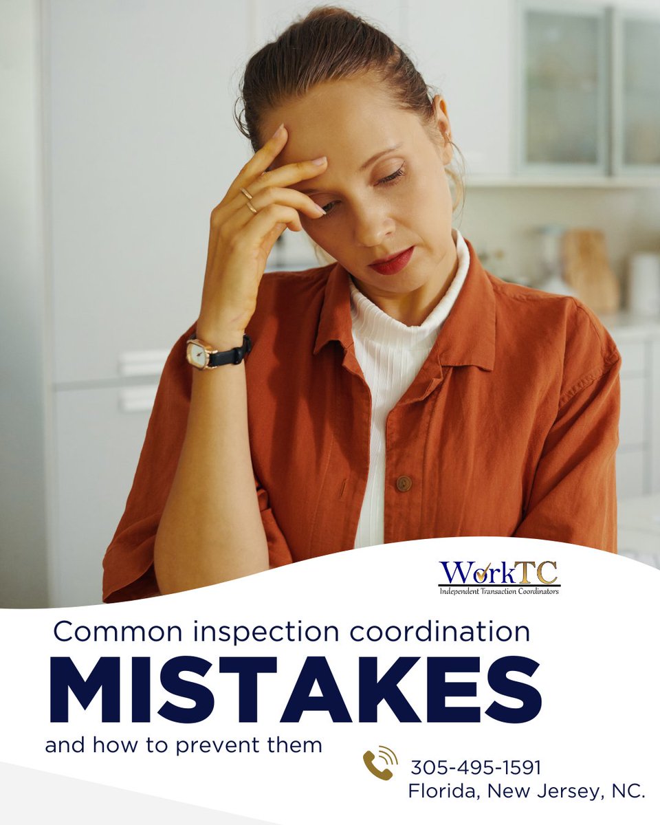 WorkTC_com's tweet image. 📋 Common inspection mistakes &amp;amp; how to prevent them:
❌ Late scheduling → Book early!
❌ Poor communication → Keep all parties informed.
❌ Missed requirements → Double-check everything.
✅ WorkTC ensures smooth transactions!
📞 Call 305-495-1591
#WorkTC #RealEstateHelp