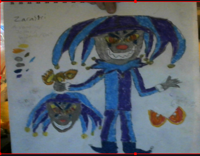 Meet Zarastri The main villain and final boss of the game i am making called Clara and Sax Wacky Wonders of the world. My printer was acting up so i improvised with my webcam and screenshot it. This is a stuff of nightmares for me.