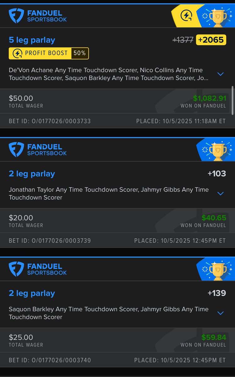 Yatesieboy's tweet photo. Damn i love betting NFL. #fanduel #Gambling𝕏 #NFL https://t.co/TzvY1eY29x
