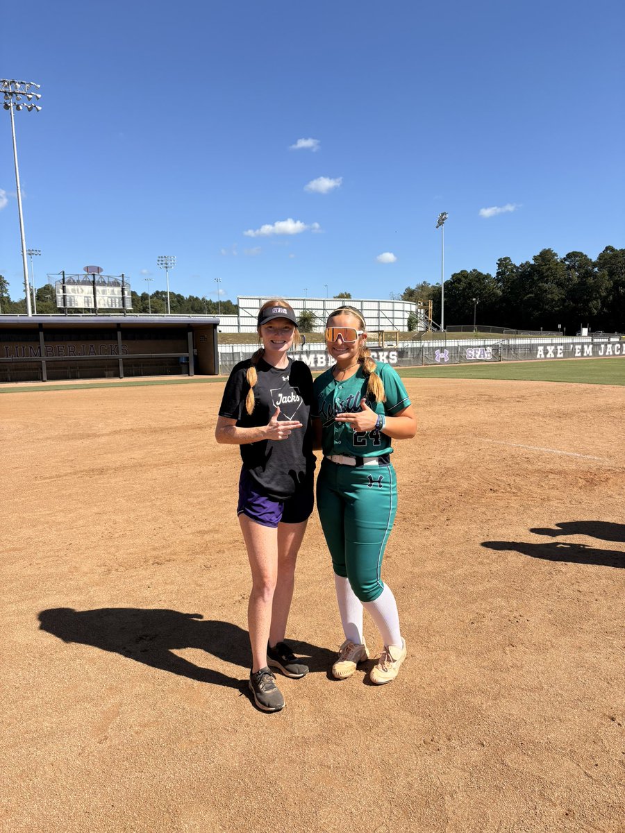 Thank you <a href="/sfa_softball/">SFA Softball</a> for a great camp today! I enjoyed it and I can’t wait to be back! Axe ‘em!💜🪓 <a href="/AxeEmJackson/">Coach Jackson</a> <a href="/paytonfoster5/">Payton Foster</a> <a href="/TimRamonHNF/">Tim Ramon</a> <a href="/Hustle16u27_28s/">Hustle National 16u 27/28s</a> <a href="/ExtraInningSB/">EXTRA INNING SOFTBALL</a> <a href="/DiamondAddicts/">Diamond Addicts</a>