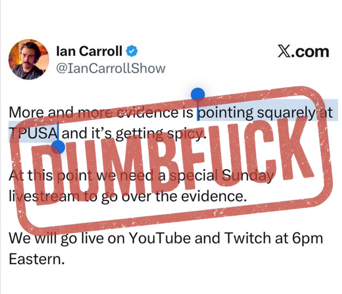 Dumbfuck of the day goes to <a href="/IanCarrollShow/">Ian Carroll</a>