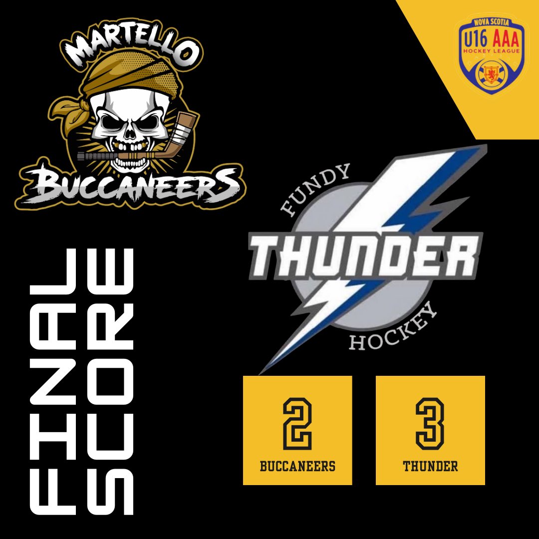 Fridays Final Score: 2-3 @fundyu16aaa 🏒

Goals: Luc Mombourquette (Luke Murphy, Jonathan Probert)
Lachlan Roach - unassisted 

Callum Kelly made 19 saves! 🥅