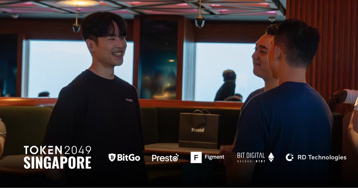 Presto closed an eventful week at <a href="/token2049/">TOKEN2049</a> by co-hosting a VIP gathering with <a href="/BitGo/">BitGo</a>, <a href="/FigmentCapital/">Figment Capital</a>, <a href="/BitDigital_BTBT/">Bit Digital, Inc. NASDAQ:BTBT</a>, and <a href="/RD_Technologies/">RD Technologies</a>. Against the backdrop of Singapore’s skyline, the evening marked the conclusion of days filled with discussions on digital asset