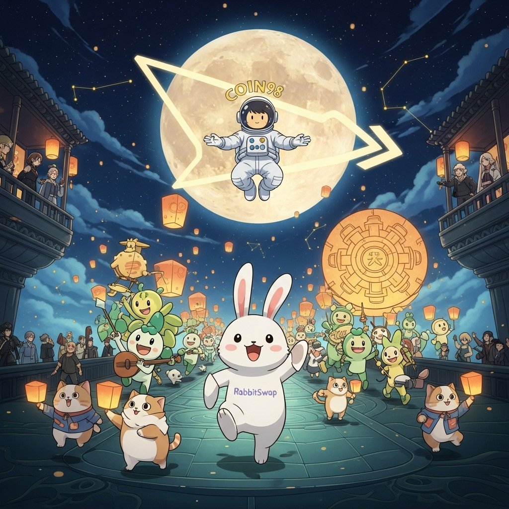 TKhiem2's tweet photo. My entry for the Viction #MoonArtParade event! A magical Mid-Autumn night where the entire ecosystem gathers under the full moon. How many projects can you spot? 😉
Thanks, @Frontier_DAO !
#Viction #MidAutumnFestival #Coin98 #RabbitSwap #Dagora #Starship #Eternals #Contrarians https://t.co/jjVVVaQ1aB