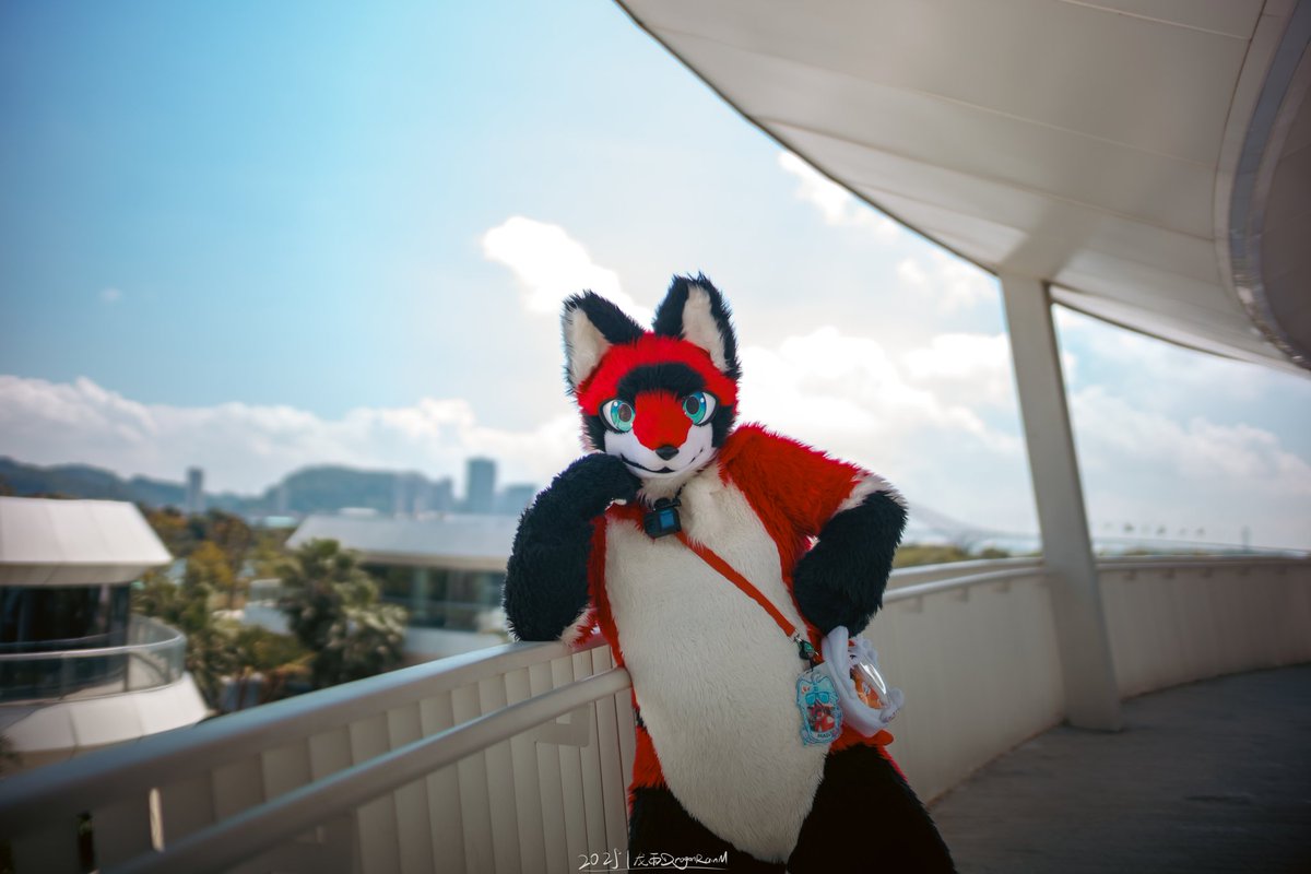 出会场的时候刚好碰到<a href="/Mag_Asst/">マグ</a>
过去，于是在走廊拍了两张照片，天气真的超级好！