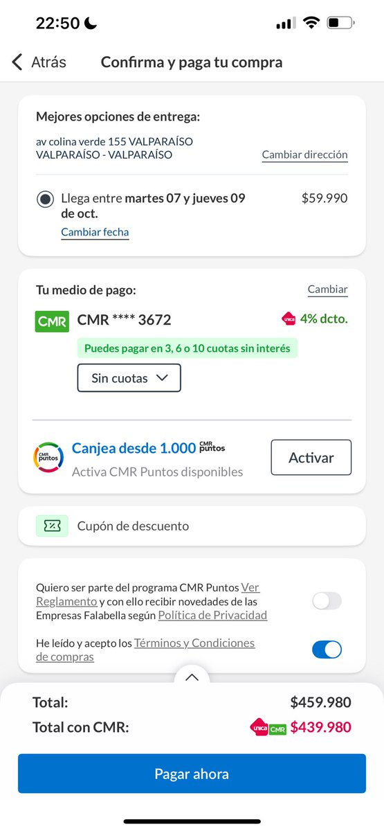 natalialca's tweet photo. @homecenter_cl @FalabellaAyuda @falabella como va a salir $59.990 el envío de la compra 😱😱😱😱 https://t.co/7hu6KLo3MK