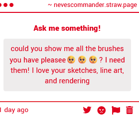 Hello thank you for the compliment.

I just use, sometimes, Sketches (don't use it, it's shit and I lost many arts) and Infinite Painter defualt brushes