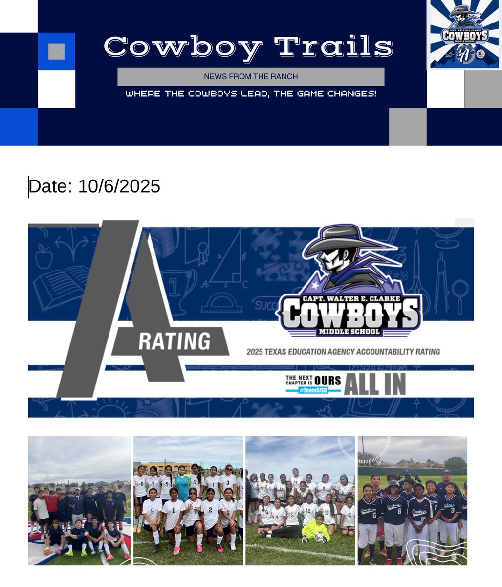 Daniela Palmer (@waltereclarkems) on Twitter photo Howdy Cowboys! Please read this week's parent newsletter: tinyurl.com/4223pma6 Howdy Cowboys! Please read this week's parent newsletter: tinyurl.com/4223pma6